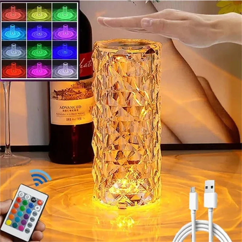 Diamond Rose Crystal Lamp